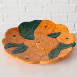 Boltze schaal Sinaasappel oranje / groen D 25 H 2,5 cm