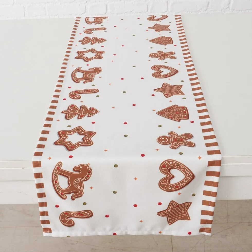 Boltze tafelloper Ginger wit 140 x 40 cm