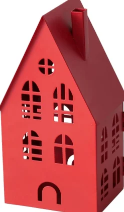 Boltze windlicht Dover rood 9 x 7,3 x 12,8 cm