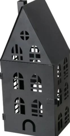 Boltze windlicht Dover zwart 12 x 10 x 24 cm
