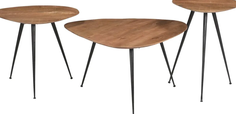 Brix bijzettafel Loua naturel / zwart 50 x 50 x 44 cm