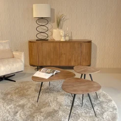 Brix bijzettafel Loua naturel / zwart 50 x 50 x 44 cm