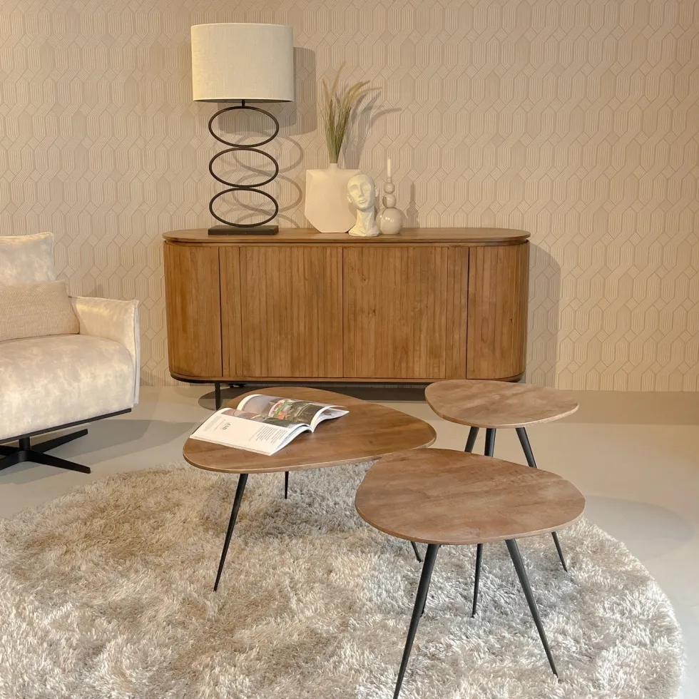 Brix bijzettafel Loua naturel / zwart 50 x 50 x 44 cm