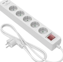 Calex stekkerdoos 5-voudig + 2 USB