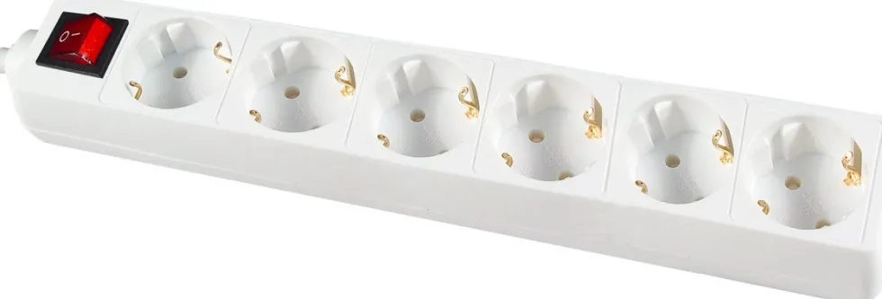 Calex tafelcontactdoos 6x RA+switch wit 1,4 m