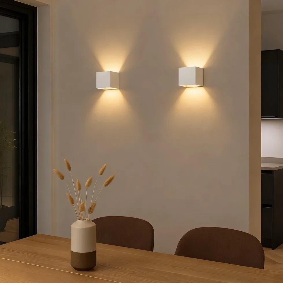 Calex wandlamp Falerna beige 8,5 x 8,5 x 8,8 cm 2 stuks