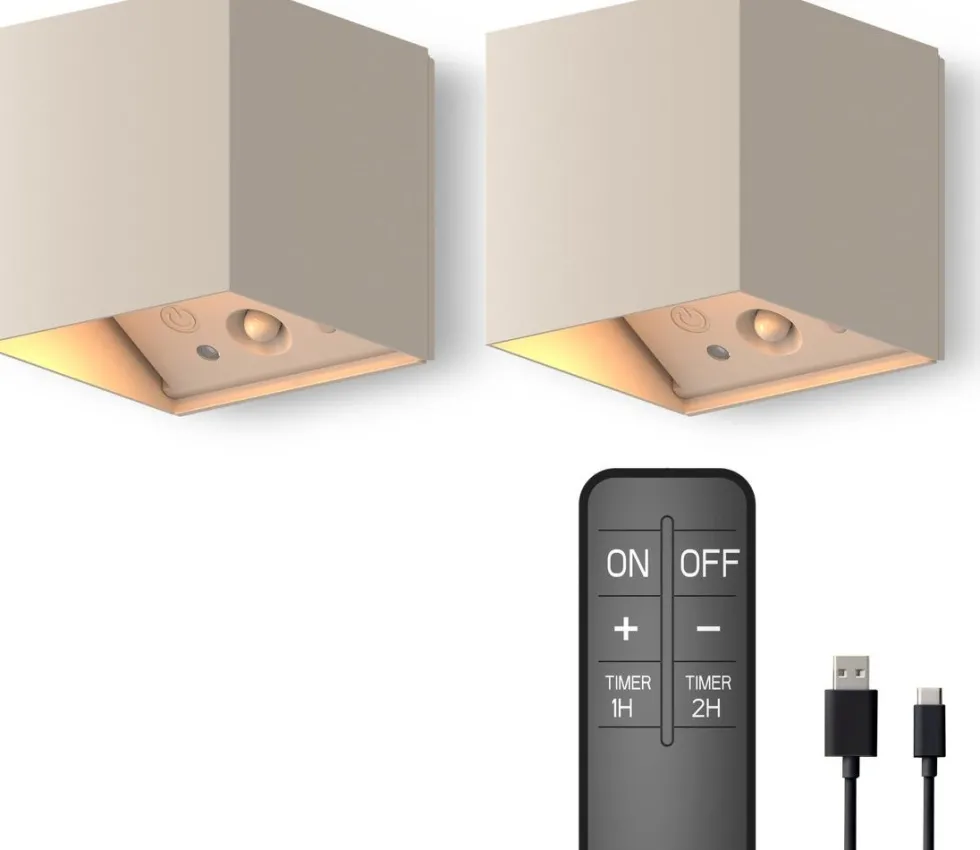 Calex wandlamp Falerna beige 8,5 x 8,5 x 8,8 cm 2 stuks
