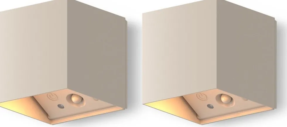 Calex wandlamp Falerna beige 8,5 x 8,5 x 8,8 cm 2 stuks
