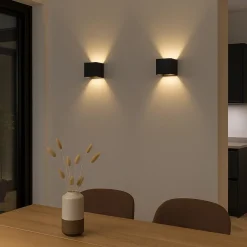 Calex wandlamp Falerna zwart 8,5 x 8,5 x 8,8 cm 2 stuks