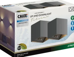 Calex wandlamp Falerna zwart 8,5 x 8,5 x 8,8 cm 2 stuks