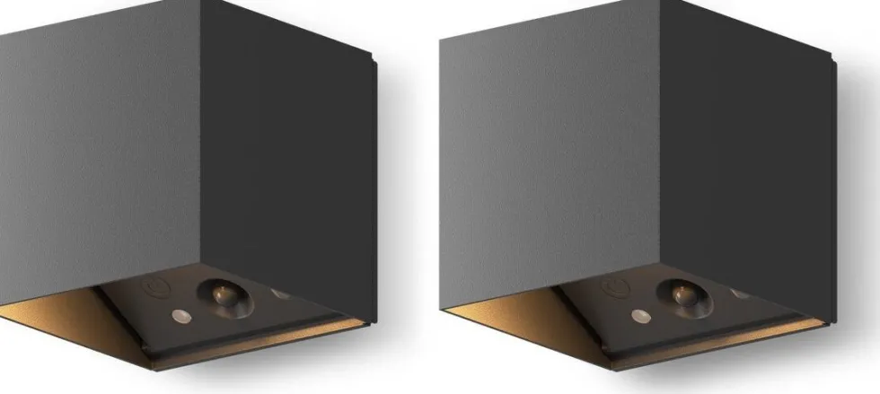 Calex wandlamp Falerna zwart 8,5 x 8,5 x 8,8 cm 2 stuks