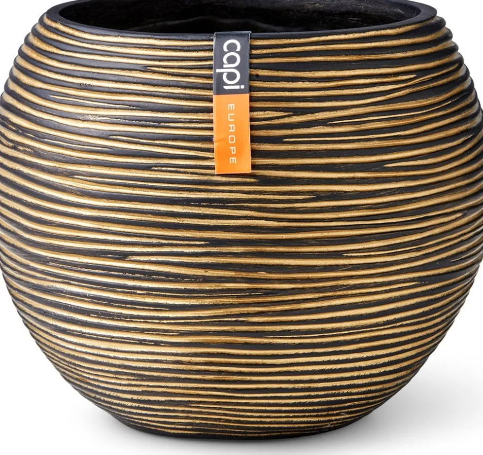 Capi Europe bloempot Nature-Rib goud / zwart D 18 H 15 cm