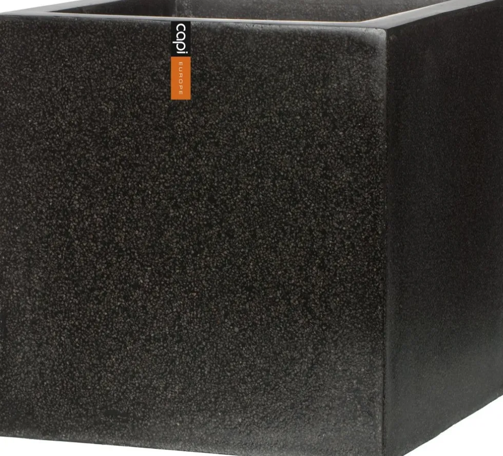Capi Europe plantenbak Lux Terrazzo zwart 20 x 20 x 20 cm