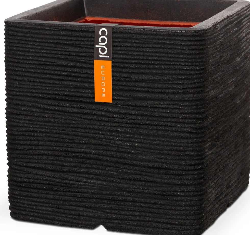 Capi Europe plantenbak Nature-Rib zwart 30 x 30 x 30 cm