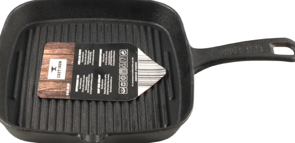 Cast Iron grillpan zwart 23 x 23 x 3 cm