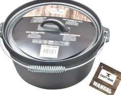 Cast Iron pan met deksel zwart D 28 H 13 cm
