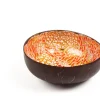 Decoratiebord kokosnoot Coco goud / oranje 13 x 7 x 13 cm