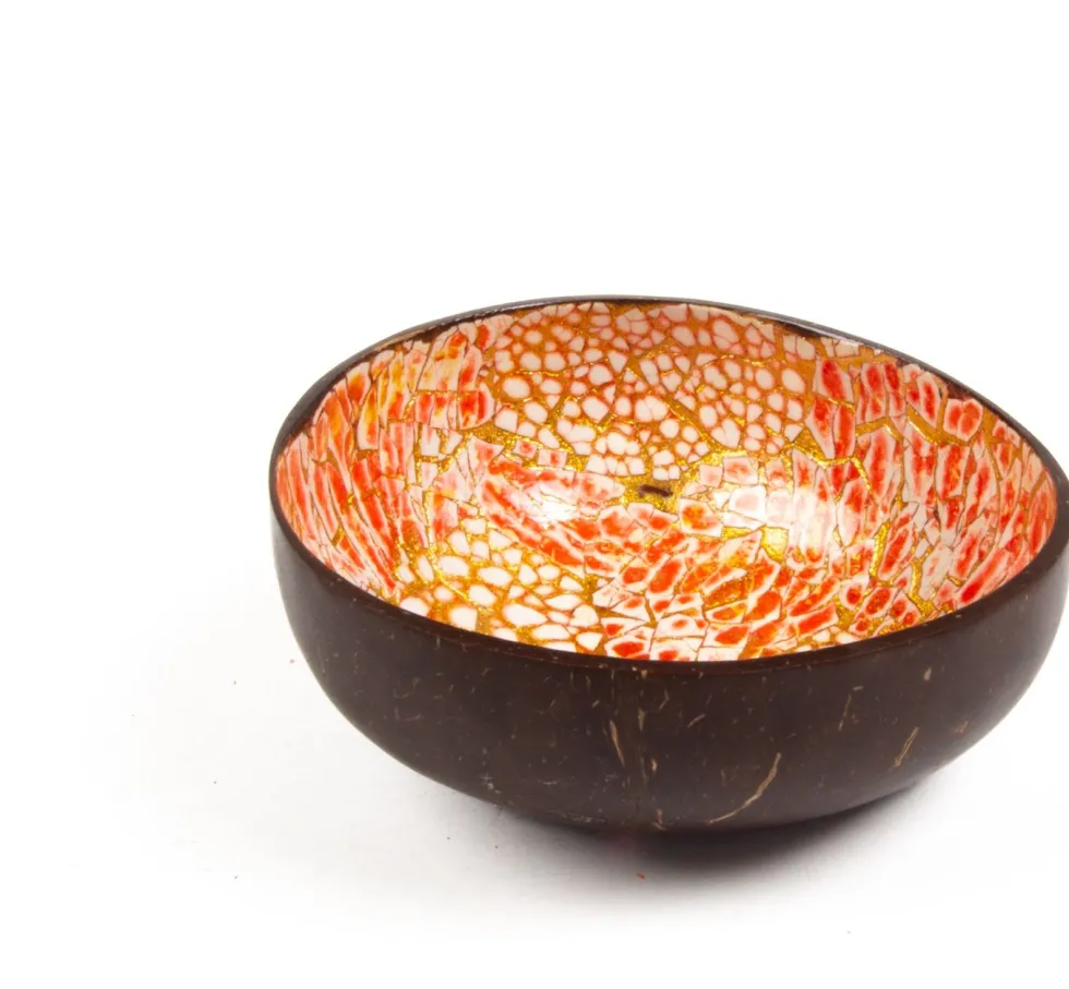 Decoratiebord kokosnoot Coco goud / oranje 13 x 7 x 13 cm