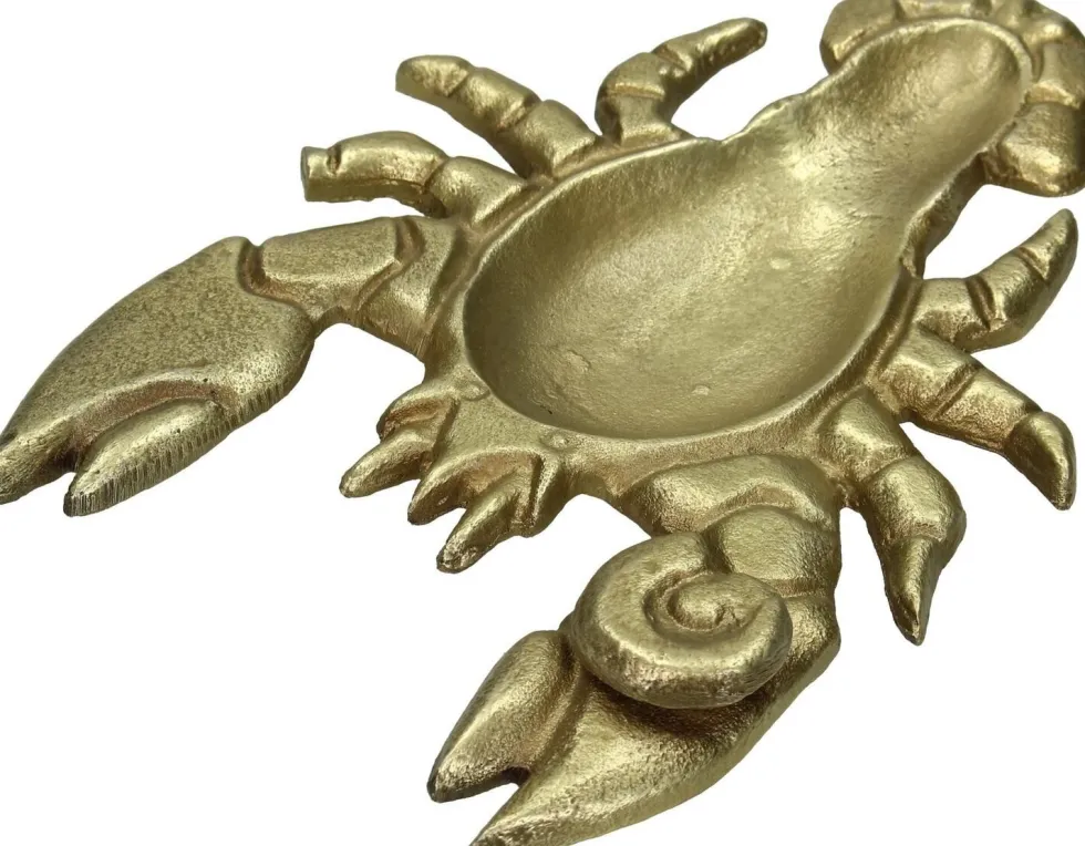 Decoratiebord Kreeft goud 21 x 15 x 3 cm
