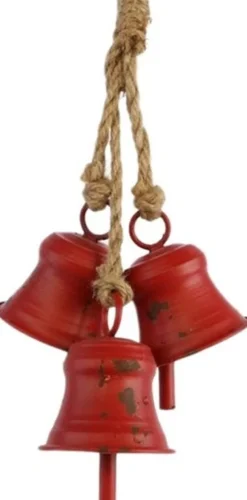 Decoratie hanger bel rood 15 x 8 x 40 cm