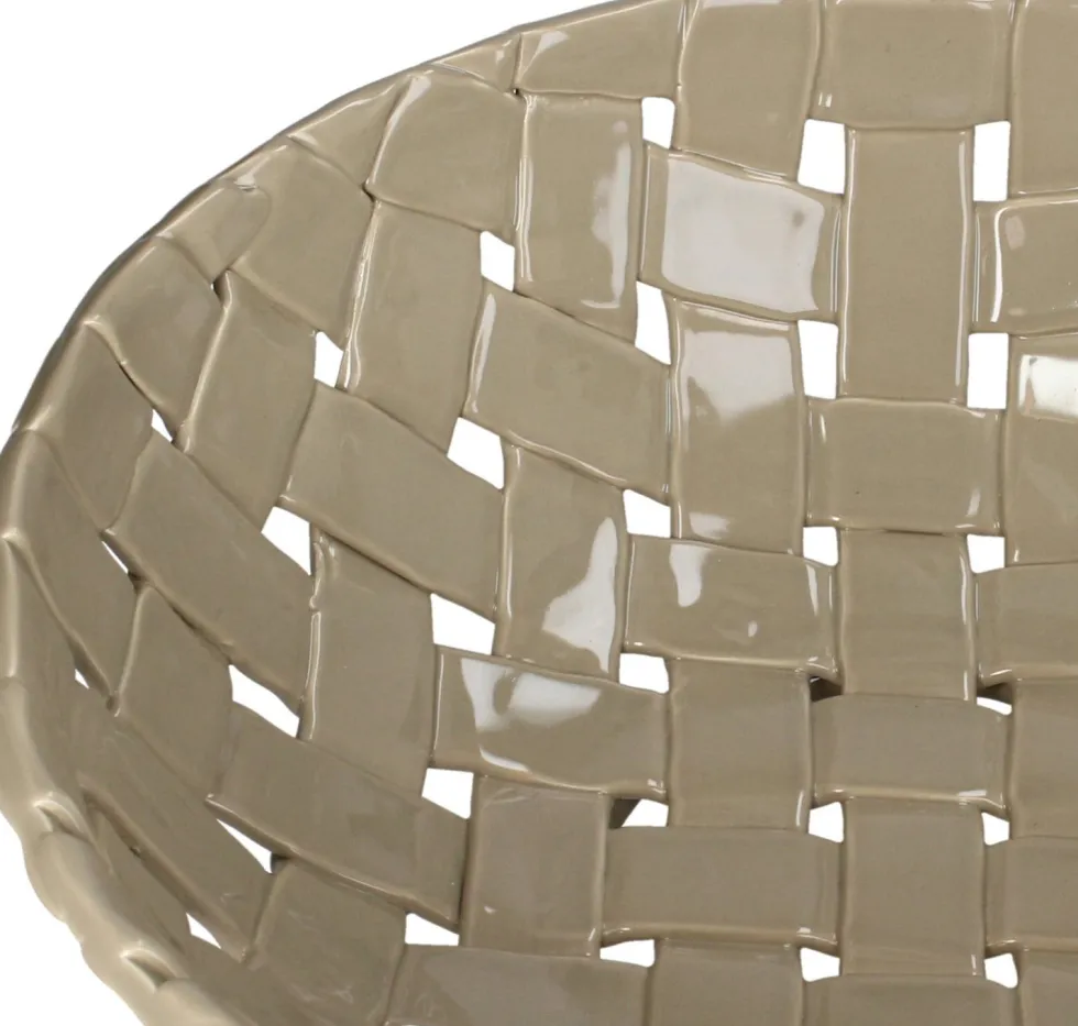 Decoratieschaal beige D 35 H 12,5 cm