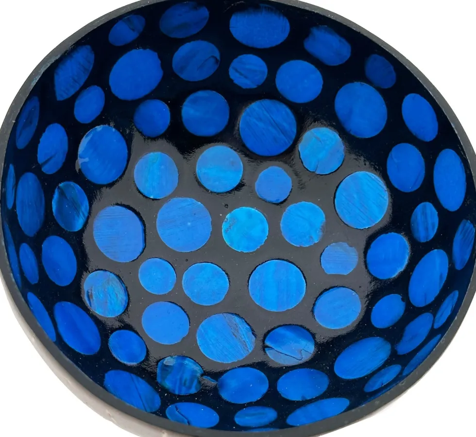 Decoratieschaal Coconut Bowl zwart / blauw 15 x 13 x 6 cm