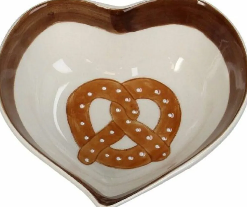 Decoratieschaal Pretzel wit / bruin 13 x 11,7 x 4,8 cm