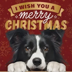 Decoratietegel Kerst border collie 10,5 x 10,5 cm