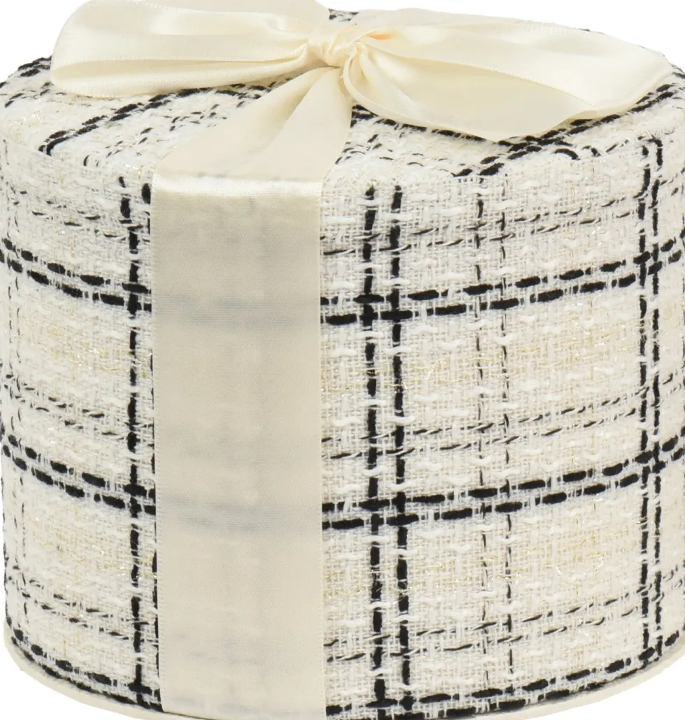 Decoris cadeauverpakking wit / zwart D 13 H 13 cm