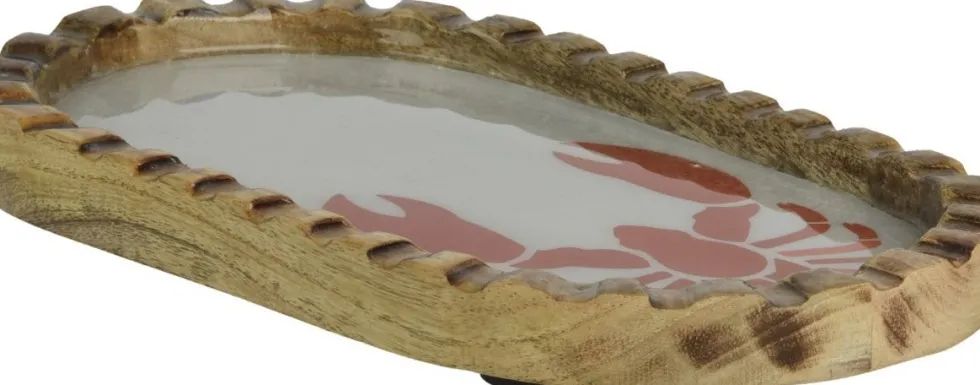 Decoris decoratiebord kreeft naturel / wit / rood 20 x 12 x 2 cm