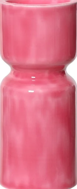 Decoris kandelaar roze D 10,5 H 25,5 cm