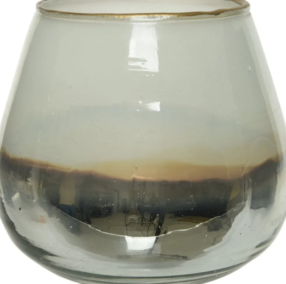Decoris waxinelichthouder wit / zilver D 14 H 14 cm