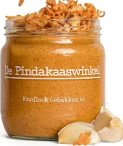 De Pindakaaswinkel pindakaas knoflook gebakken ui 420 ml