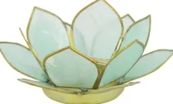 Dijk Natural Collections waxinelichthouder Lotus groen / goud D 10 H 4 cm