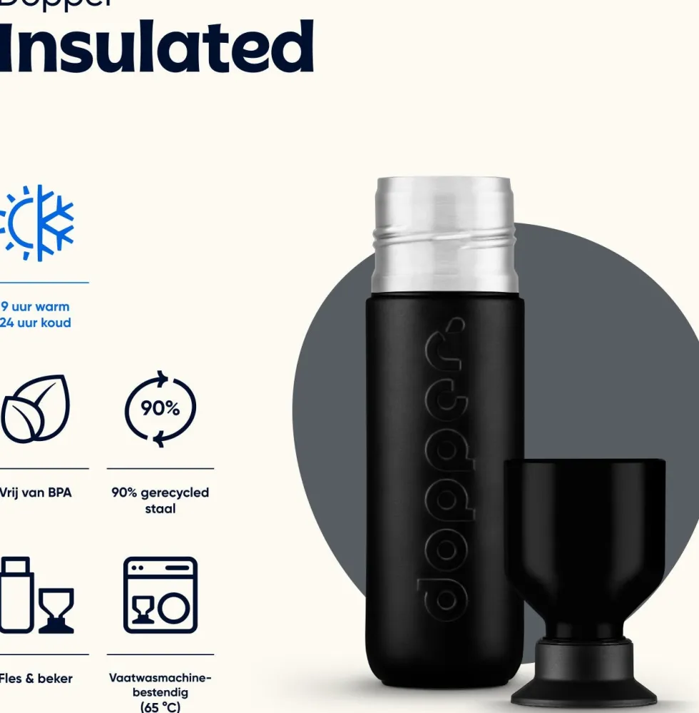 Dopper drinkfles Insulated blazing black 1000 ml