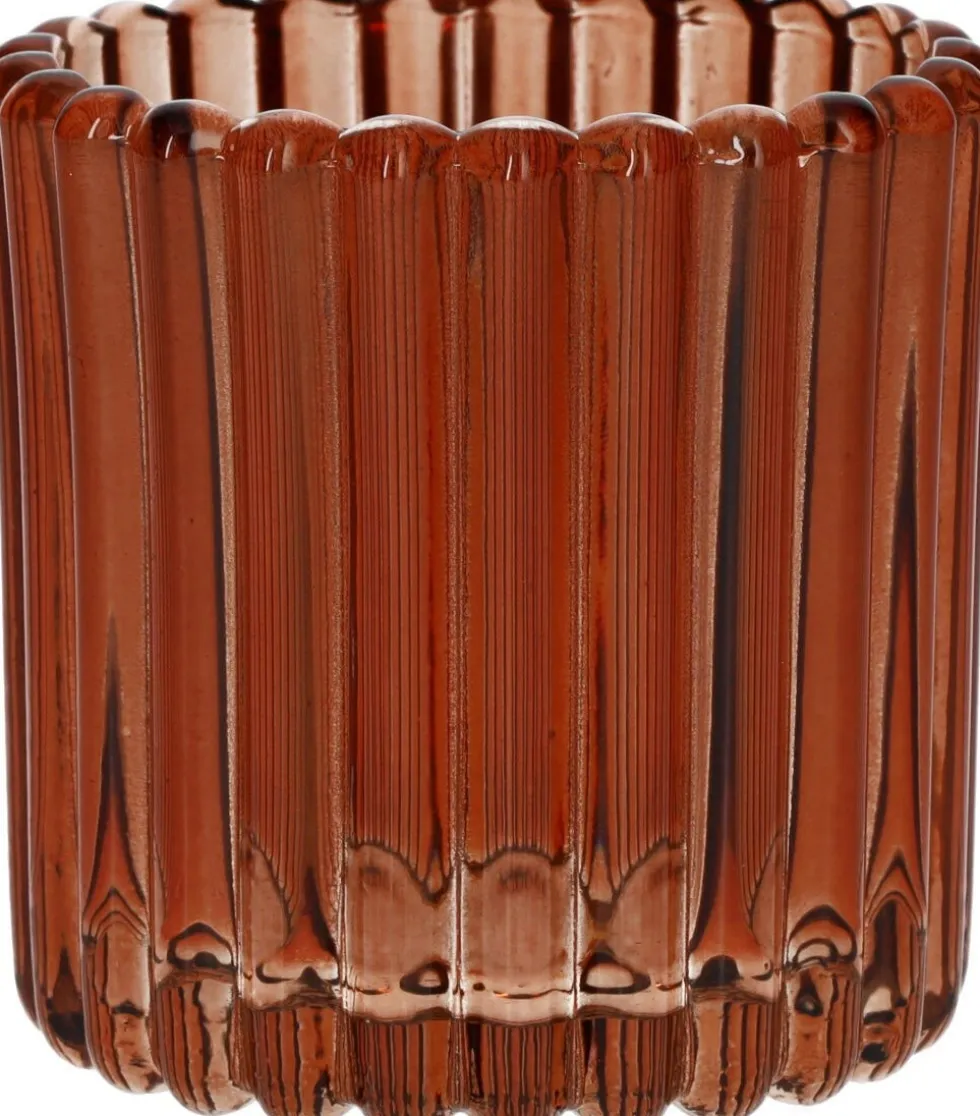 Duif waxinelichthouder Bliss bruin D 7,5 H 7,4 cm