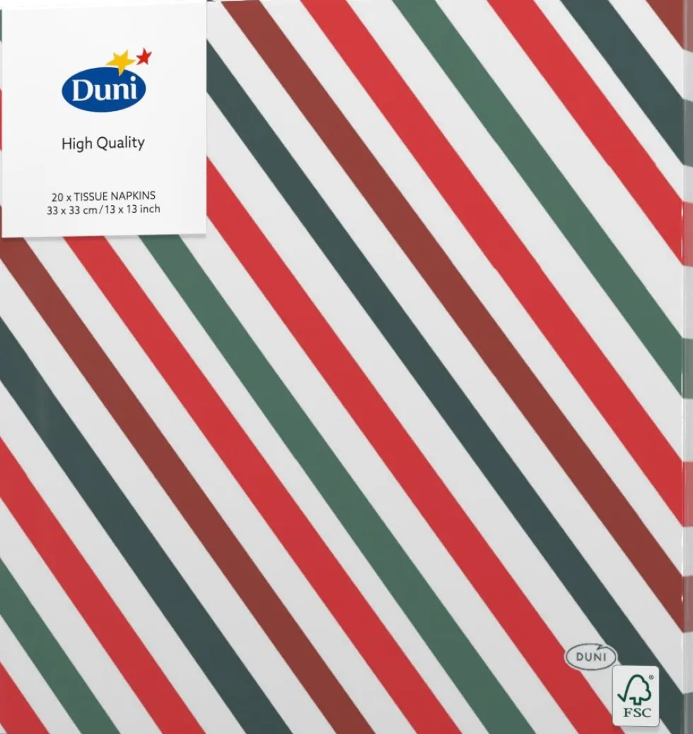 Duni servet BBQ Stripe multi 33 x 33 cm 20 stuks