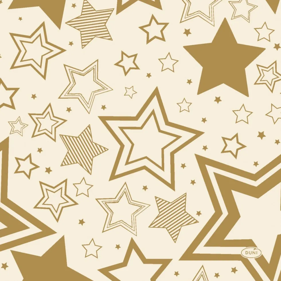 Duni servet Holiday Star crème / goud 33 x 33 cm 20 stuks