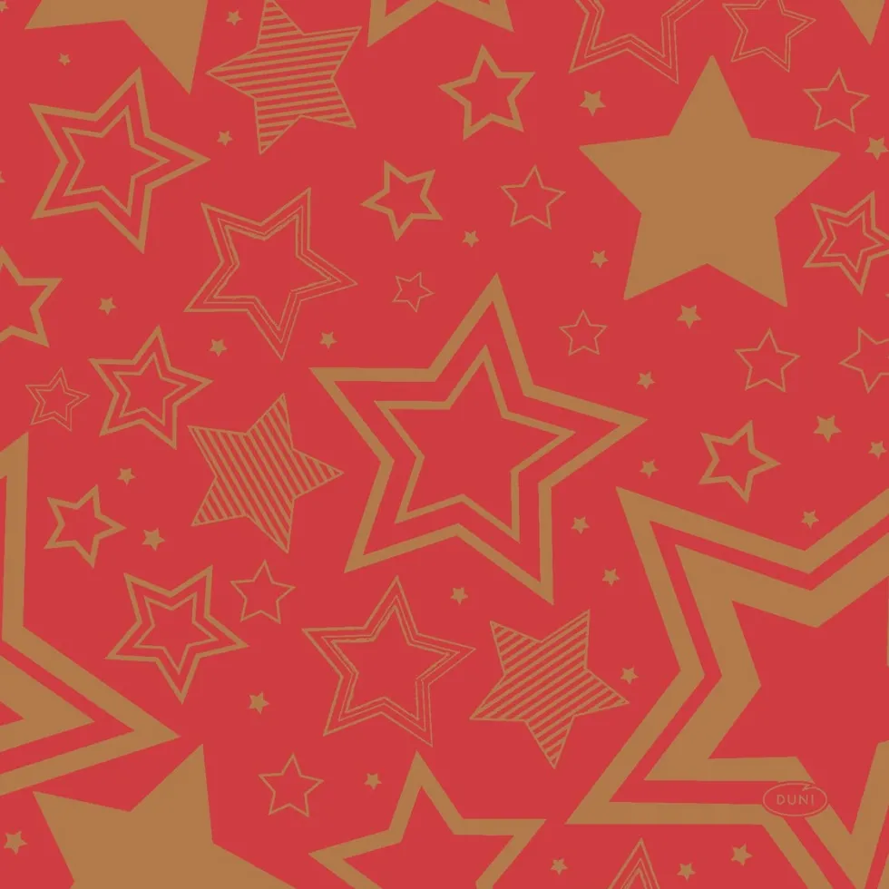 Duni servet Holiday Star rood / goud 33 x 33 cm 20 stuks