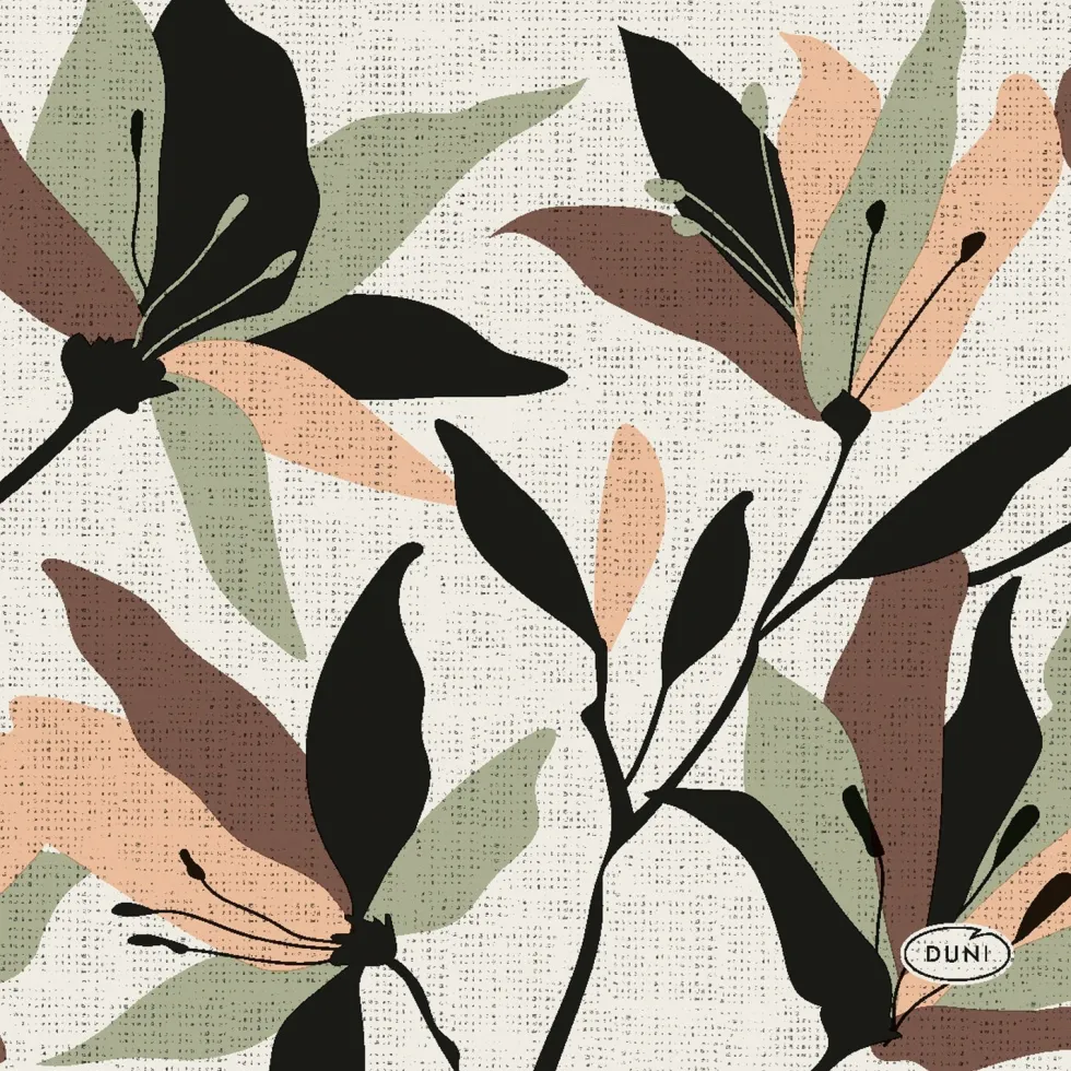 Duni servet Nomad Flowers beige 24 x 24 cm 20 stuks