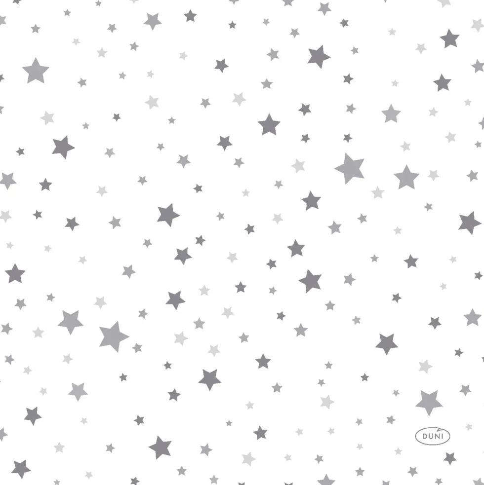 Duni servet Silver Stardust wit 33 x 33 cm 20 stuks