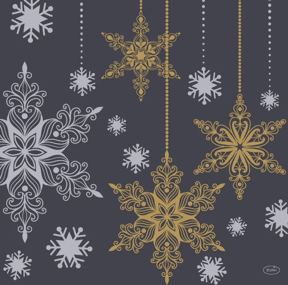Duni servet Snowstars Black zwart 40 x 40 cm 12 stuks