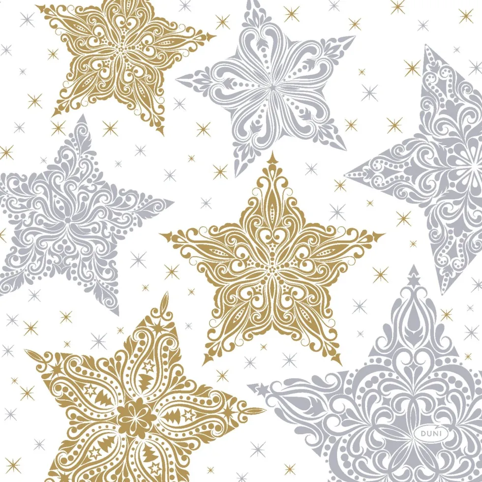 Duni servet Snowstars White wit 33 x 33 cm 20 stuks
