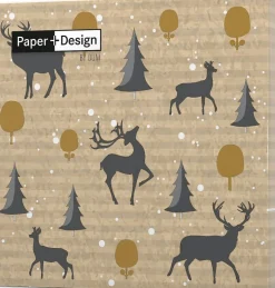 Duni servetten Deer Forest beige 24 x 24 cm 20 stuks