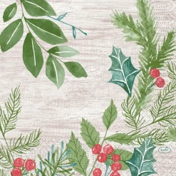 Duni servet Winter Greenery beige 33 x 33 cm 20 stuks