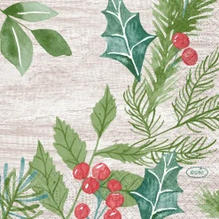 Duni servet Winter Greenery beige 24 x 24 cm 20 stuks