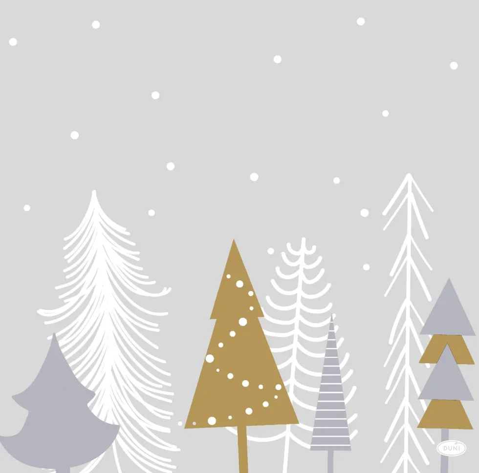 Duni servet Winter Trees grijs 40 x 40 cm 20 stuks