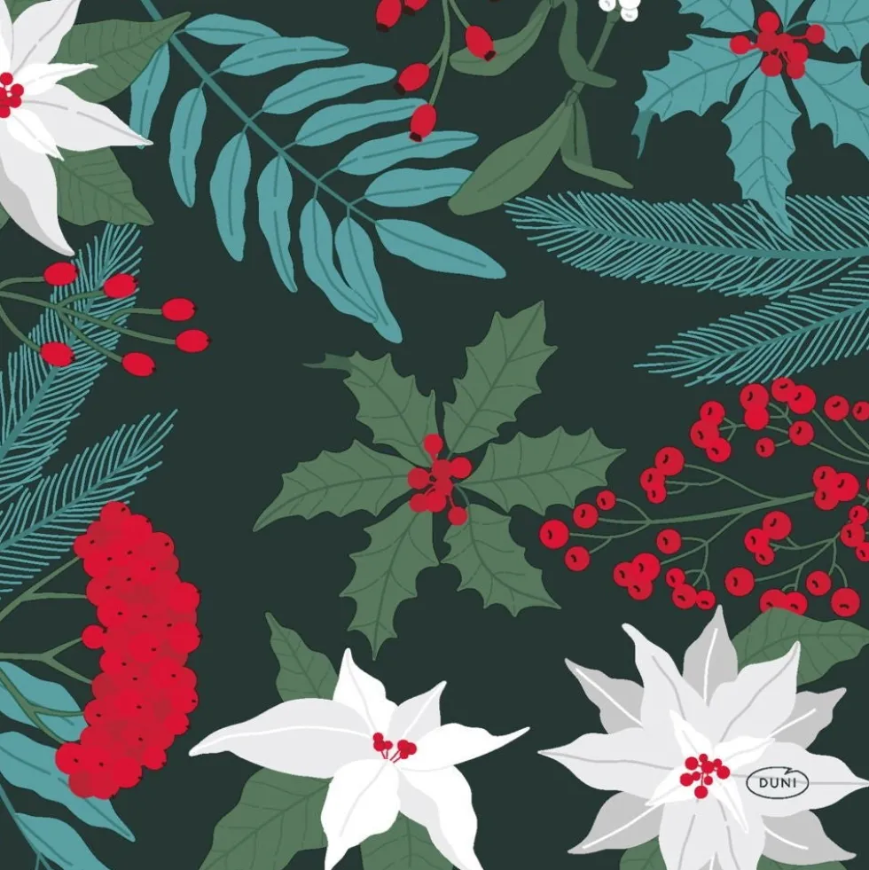 Duni servet Xmas Garden groen 33 x 33 cm 20 stuks