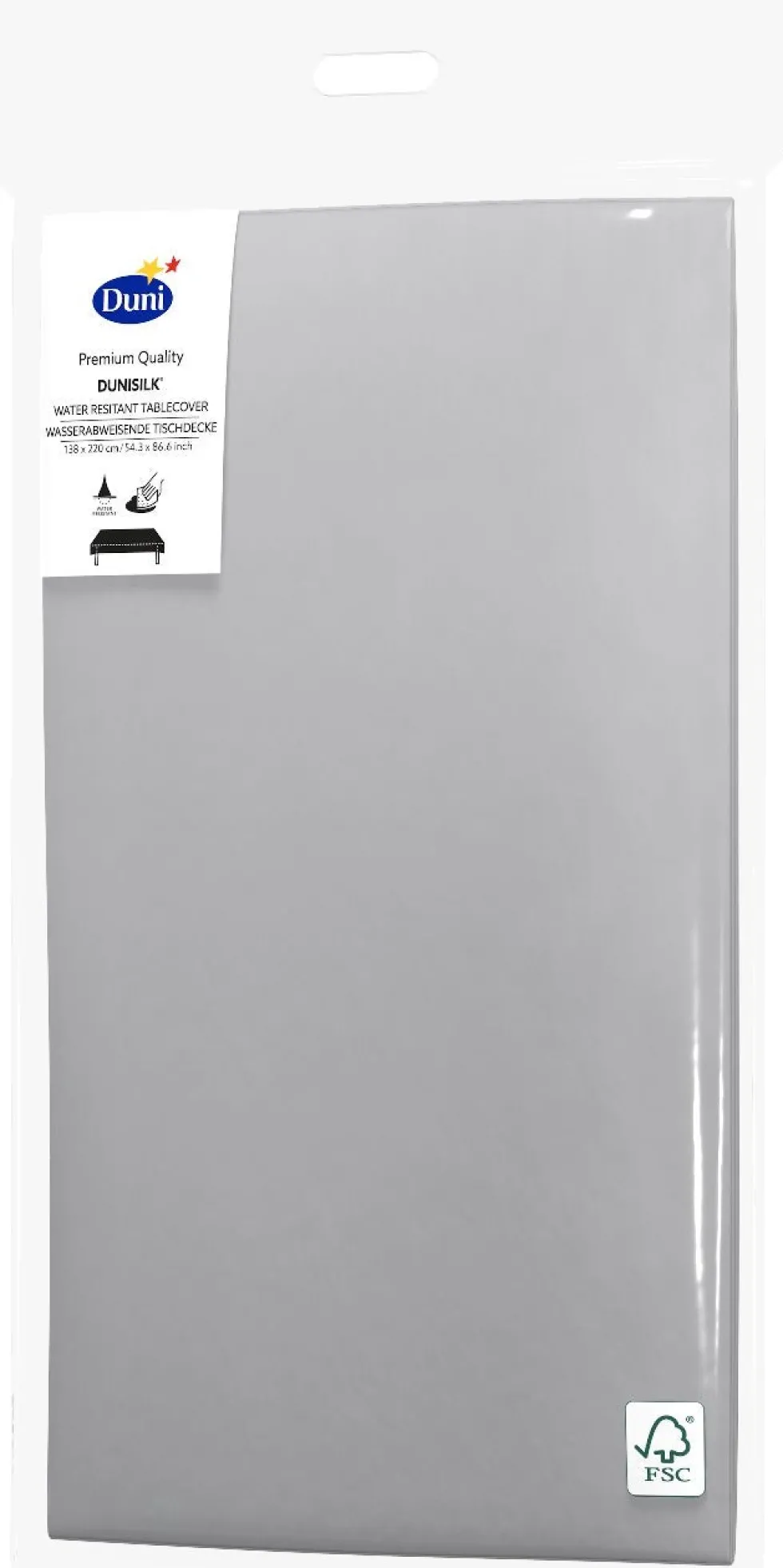 Duni tafelkleed zilver 220 x 138 cm