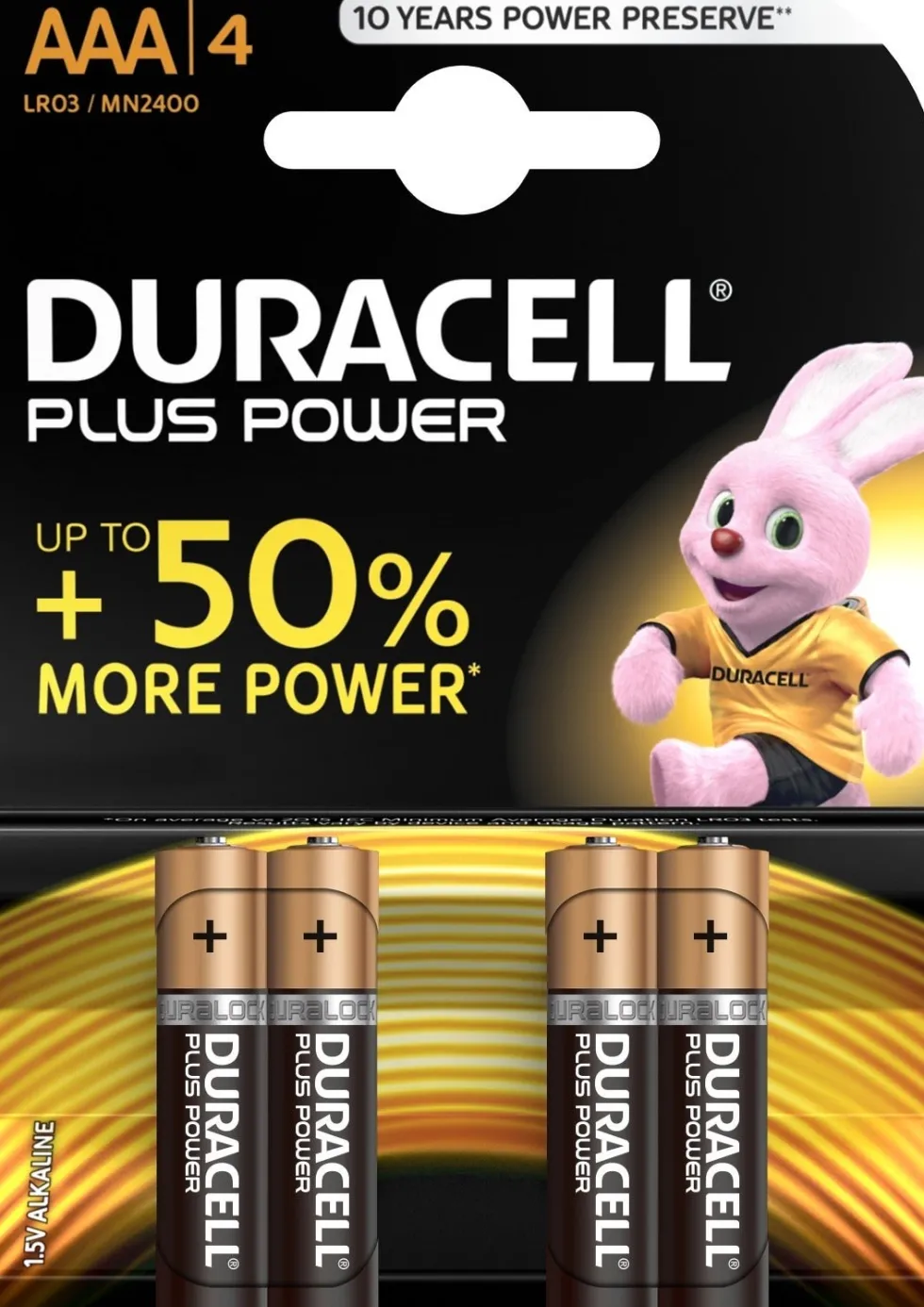 Duracell alkaline plus power AAA 4 stuks